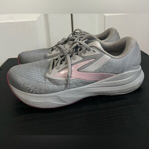 Brooks Shoes Womens 11.5 Wide Adrenaline GTS 24 Running Sneakers Gray Pink Gym